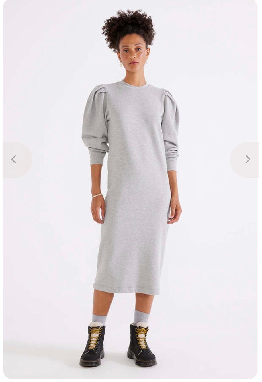 ETICA Brisa Midi Sweatshirt Crewneck Long Sleeve Dress Heather Gray  Size XS